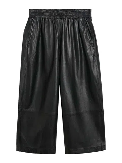 Herskind Eagle Lambskin Leather Trousers In Black