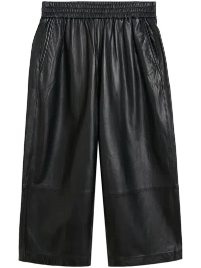 Herskind Eagle Lambskin Leather Trousers In Black