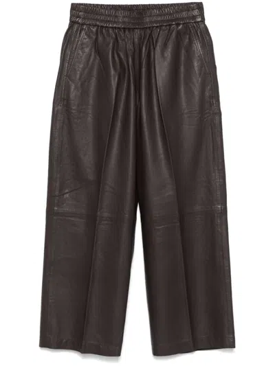 Herskind Eagle Lambskin Leather Trousers In Black