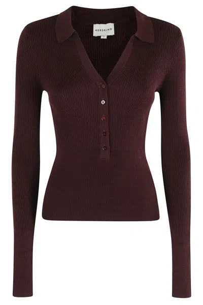 Herskind Oscar Knit Blouse In Burgundy