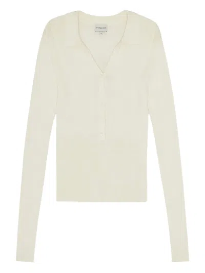 Herskind Finn Ribbed Knit Polo Top In Neutral