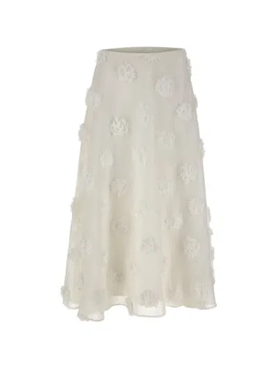HERSKIND FLORAL-APPLIQUÉ ORGANZA SKIRT