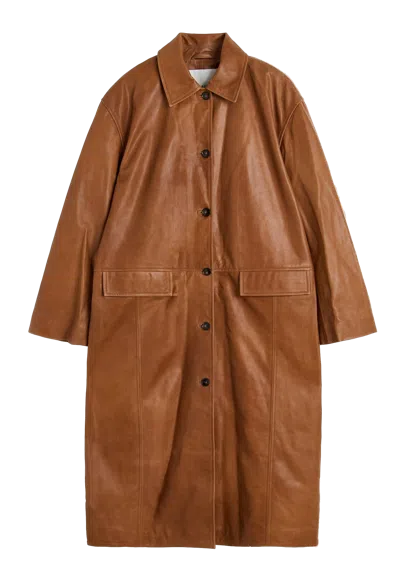 Herskind Halston Leather Coat In Brown