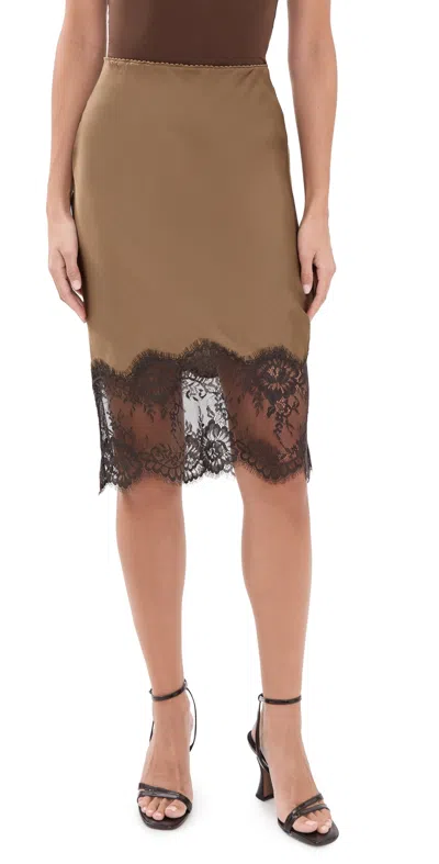 Herskind Herbert Satin Skirt Tobacco