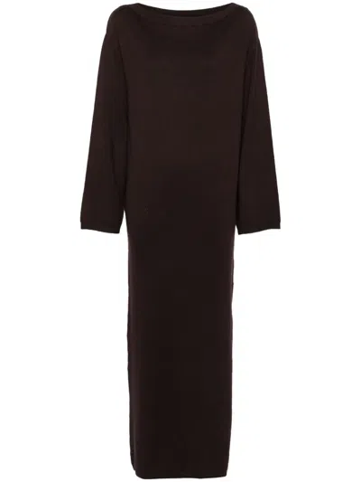 Herskind Long Knit Dress With Off-shoulder Design In Red