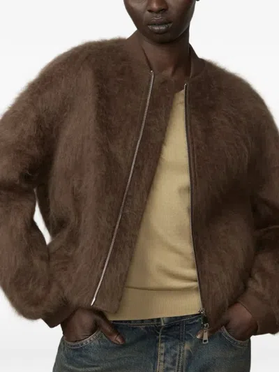 Herskind Jimi Brushed Bomber Jacket In Brown