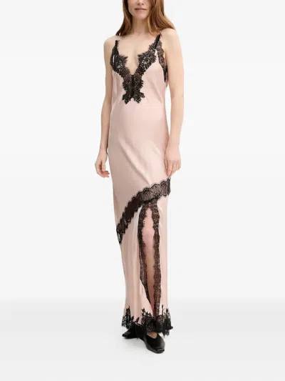 Herskind Lace-insert Silk Slip Dress In Pink