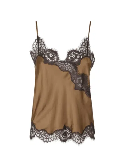 Herskind Lace-trim Satin Top In Brown