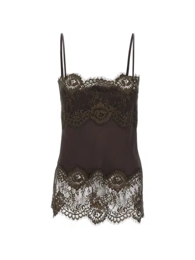 Herskind Linnea Lace-panel Top In Brown