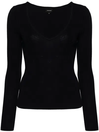 Herskind Scoop-neck Ribbed-knit Jumper In Black