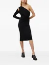 Herskind One-shoulder Twist-detail Midi Dress In Black