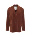 Herskind Oversized Brown Velvet Blazer With Classic Notch Lapel And Flap Pockets In Brown