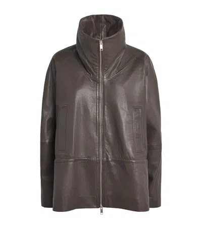 Herskind Oversized Oscar Leather Jacket In Brown