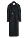 Herskind Padded-shoulders Double-breasted Coat In Black