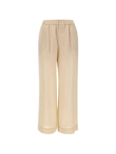 Herskind Pinstripe Elasticated Trousers In Neutral
