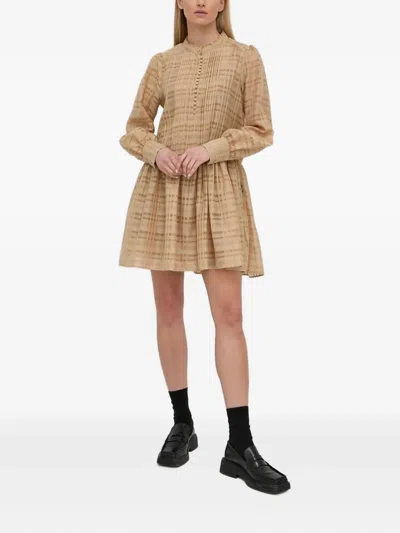 Herskind Pleated-details Mini Dress In Neutral