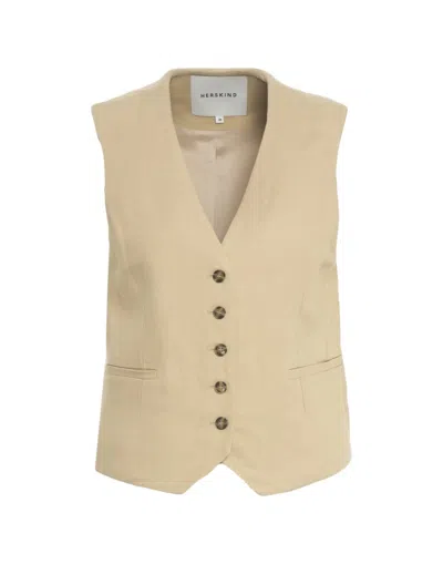 Herskind Refined V-neck Sleeveless Gilet In Black