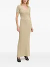 Herskind Ribbed Button-front Maxi Dress In Green