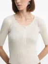 Herskind Ribbed Button-front Top In White