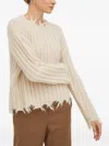 Herskind Ribbed-frayed Sweater In Neutral
