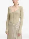 Herskind Ribbed-knit Button Cardigan In Neutral