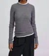 Herskind Ribbed Slim Crew Sweater In Grey Melange