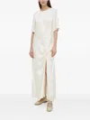 Herskind Ruched-slit Maxi Dress In Neutral