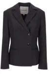 Herskind Striped Wool Fitted Blazer With Closure In Black