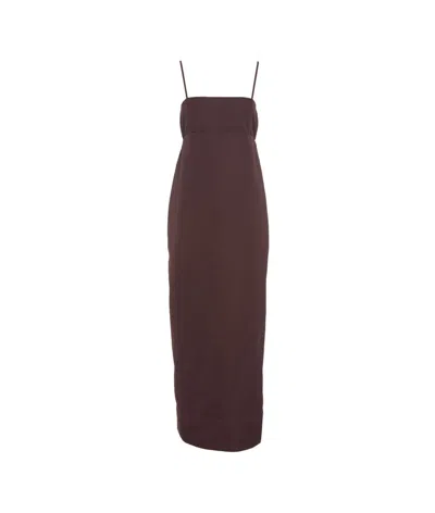 Herskind Taffeta Dress With Slit In Burgundy