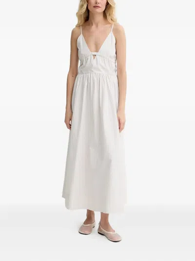 Herskind Tie-back Pinstripe Maxi Dress In White