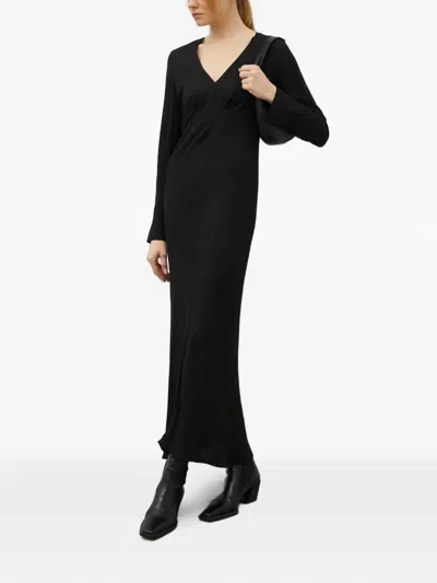 Herskind V-neck Long-sleeve Maxi Dress In Black