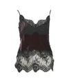 Herskind Velvet Tank Top With Floral Lace Appliqués In Black