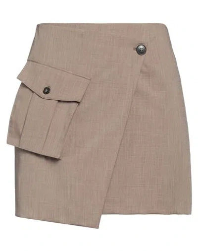 Herskind Woman Mini Skirt Khaki Size 4 Recycled Polyester, Elastane In Brown
