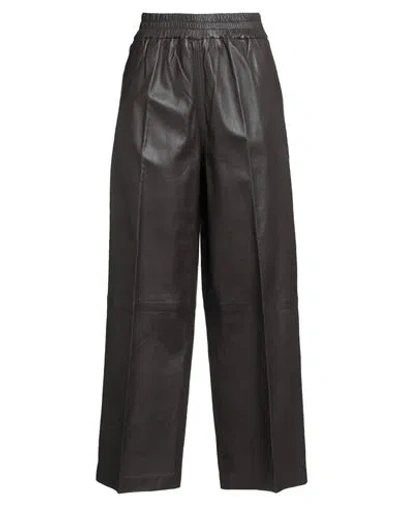 Herskind Woman Pants Dark Brown Size 10 Lambskin