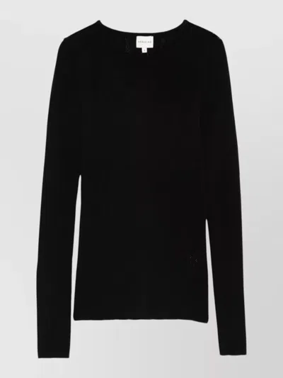 Herskind Wool Crew Neck Sweater Perforated Sheer