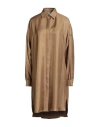 Herth Woman Midi Dress Khaki Size L Silk