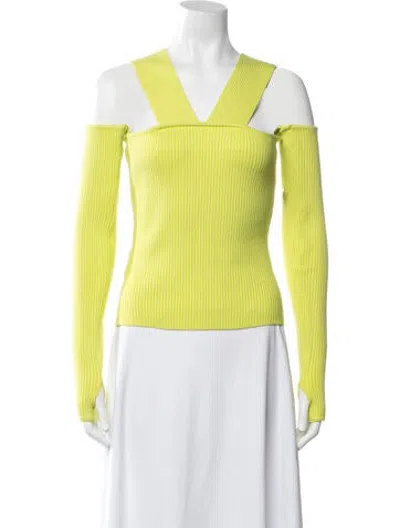 Pre-owned Herve By Herve Leger Asymmetrical Long Sleeve Top W/ Tags In Green