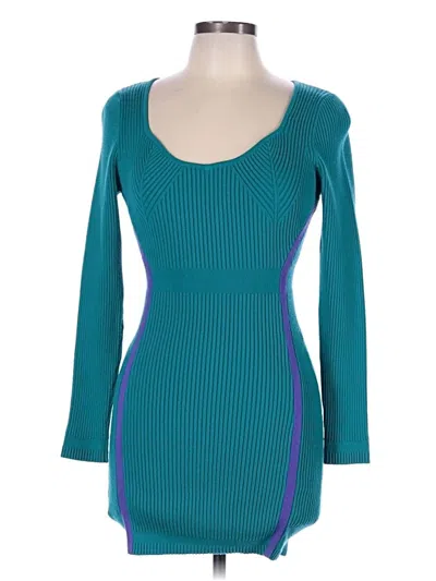 Pre-owned Herve By Herve Leger Cocktail Dress In Teal