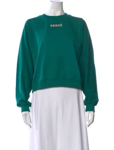 Pre-owned Herve By Herve Leger Crew Neck Long Sleeve Sweatshirt In Green