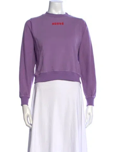 Pre-owned Herve By Herve Leger Crew Neck Long Sleeve Sweatshirt In Purple