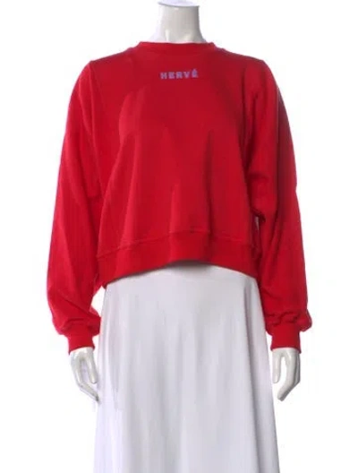 Pre-owned Herve By Herve Leger Crew Neck Long Sleeve Sweatshirt In Red
