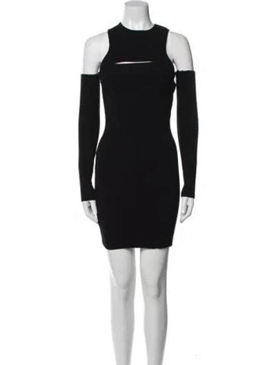 Pre-owned Herve By Herve Leger Crew Neck Mini Dress In Black