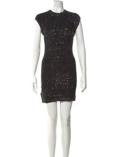 Pre-owned Herve By Herve Leger Crew Neck Mini Dress In Black