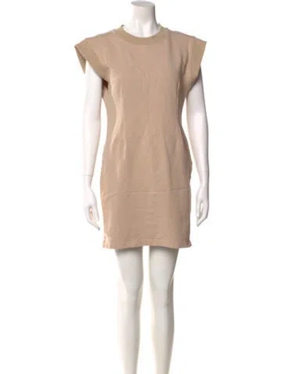 Pre-owned Herve By Herve Leger Crew Neck Mini Dress In Neutral