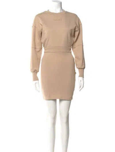Pre-owned Herve By Herve Leger Crew Neck Mini Dress In Neutral