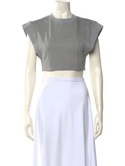 Pre-owned Herve By Herve Leger Crew Neck Short Sleeve Crop Top In Black