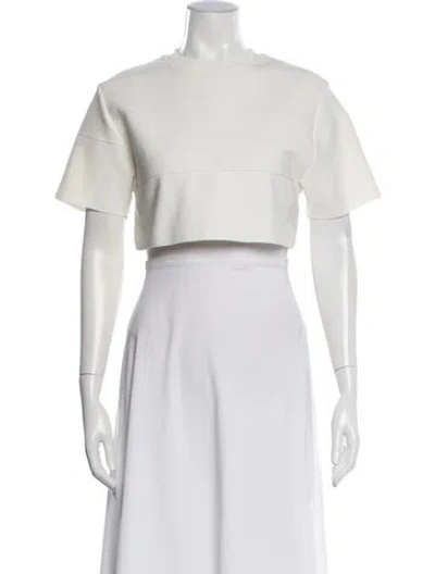 Pre-owned Herve By Herve Leger Crew Neck Short Sleeve Crop Top In Neutral