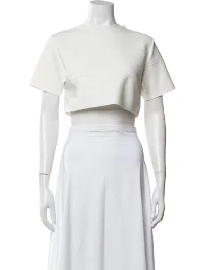 Pre-owned Herve By Herve Leger Crew Neck Short Sleeve Crop Top In Neutrals