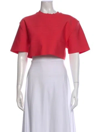 Pre-owned Herve By Herve Leger Crew Neck Short Sleeve Crop Top In Pink