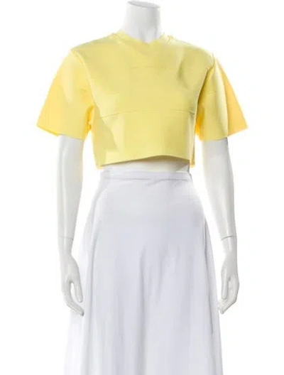 Pre-owned Herve By Herve Leger Crew Neck Short Sleeve Crop Top In White